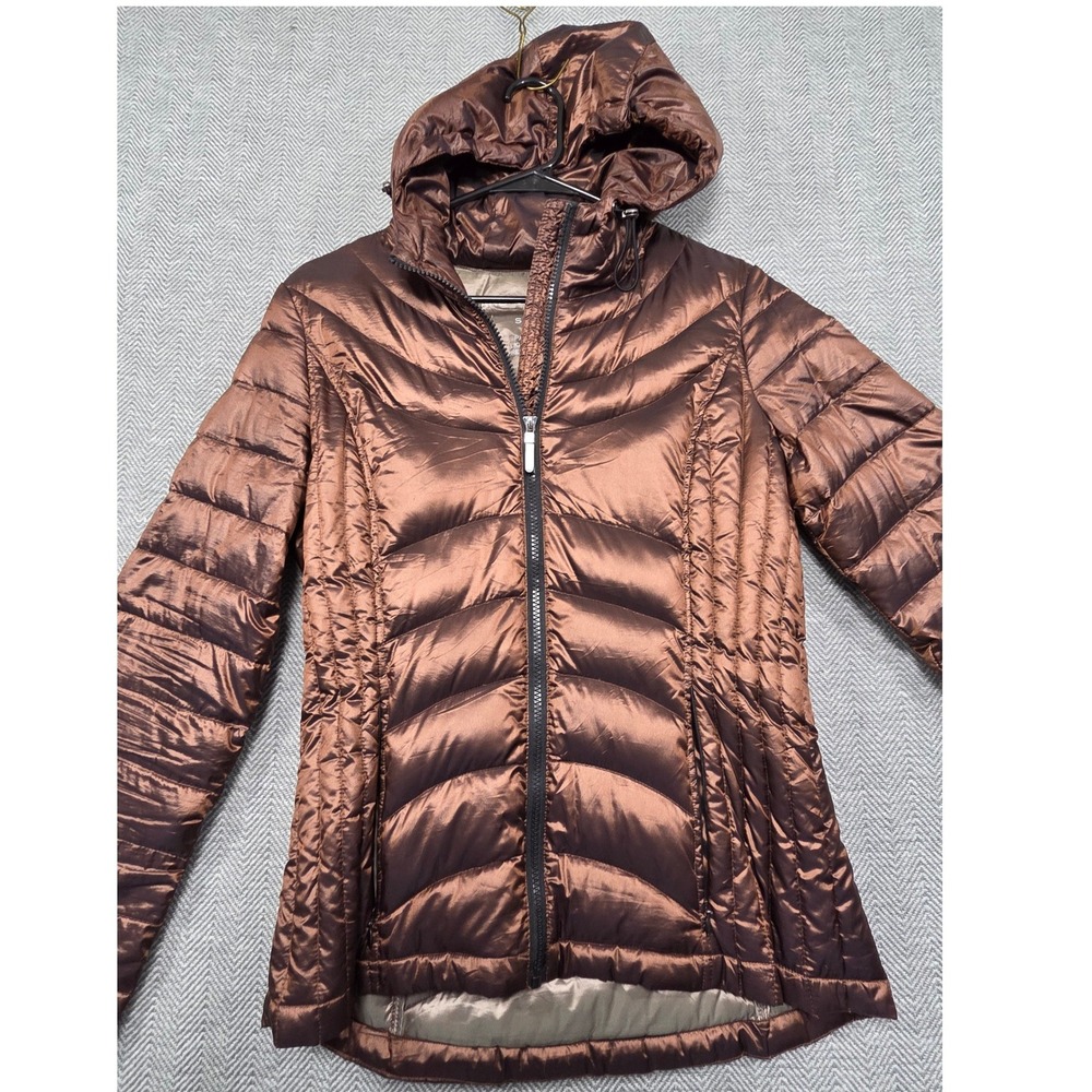 Andrew Marc Womens Packable Premium Down Puffer Jacket Metallic Bronze Small‎